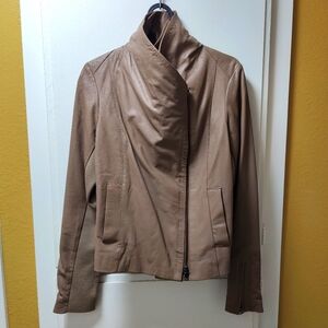 Dolan Anthropologie Made in Italy~ Beige Leather Moto Jacket Size XS